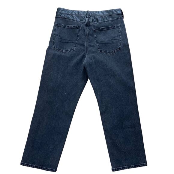 American Eagle Faux Leather & Black Denim Jeans, High Rise, Casual, NEW! 12S - Picture 6 of 7